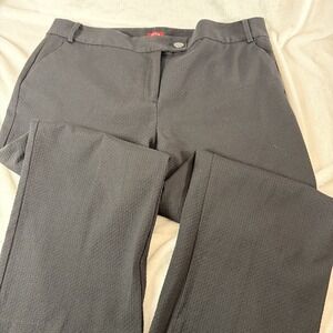 IZOD Women's Size 14 Black Flat Front Dress Pants Textured Career Casual‎ EUC